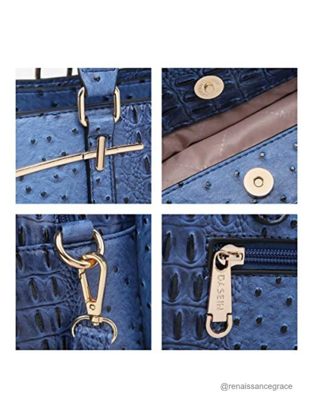 Vegan Leather Satchel Tote Set with Clutch and Adjustable Strap